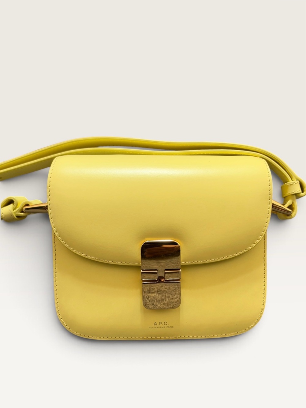 A.P.C. Lemon Yellow Leather Crossbody with Gold Hardware